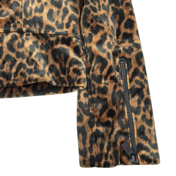MANGO Faux Suede Leopard Print Moto Jacket Sz Medium - Picture 7 of 8